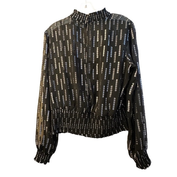 Women’s Express Elegant Black Sheer Sparkly Top - Size L - MINT CONDITION - Picture 2 of 5